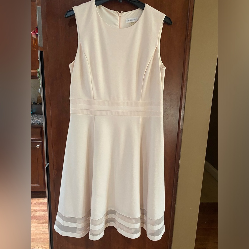Calvin Klein Cream Sleeveless Fit-and-Flare Midi Dress